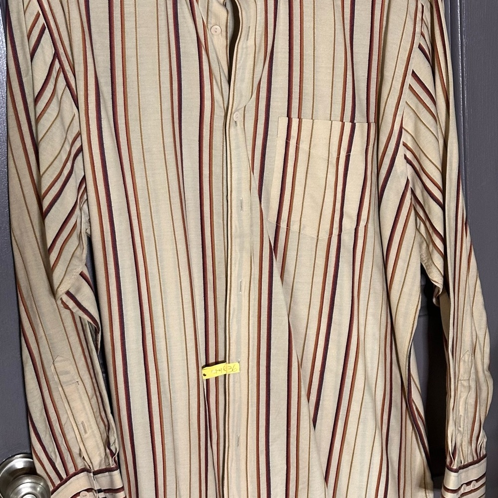 Jhane Barnes Cream and Red Striped Shirt